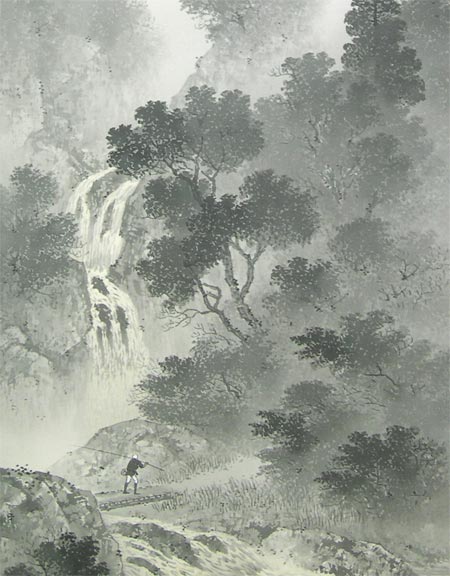 楽天市場】掛け軸 水墨山水 (唐沢玄堂) （掛軸小物なし) 送料無料