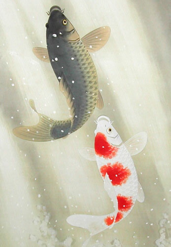 鯉と松の掛軸 【遊鯉】鈴木大麻 作 鯉と松の掛軸 【遊鯉】鈴木大麻 作