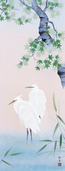 楽天市場】掛け軸 掛軸 花鳥画 長江桂舟・四季花鳥（夏）単幅 : 絵画生活