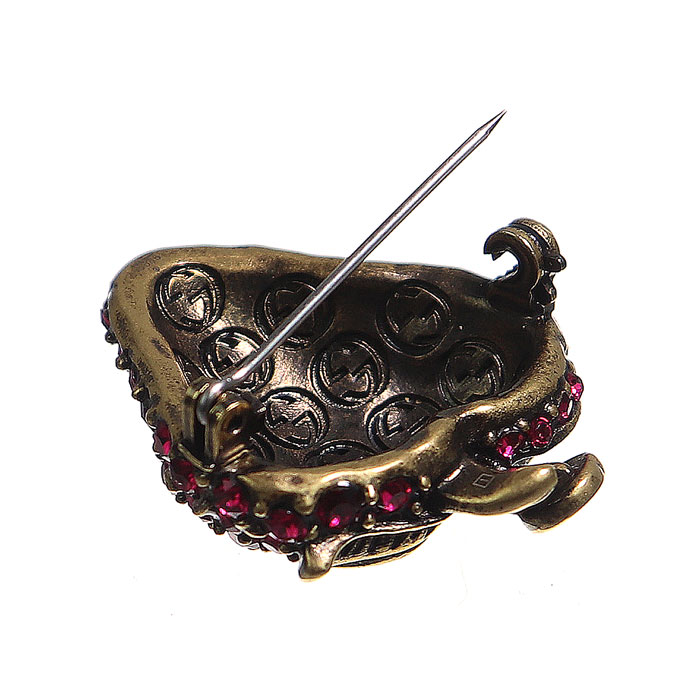 希少 GUCCI グッチ ブローチ 大ぶり カラーストーン ゴールド 美品