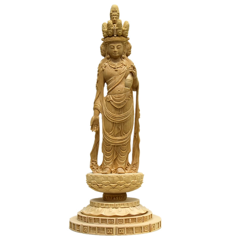 仏教美術 利秀作 木彫 神獣観音像 仏像 置物 8225 仏教美術 利秀作