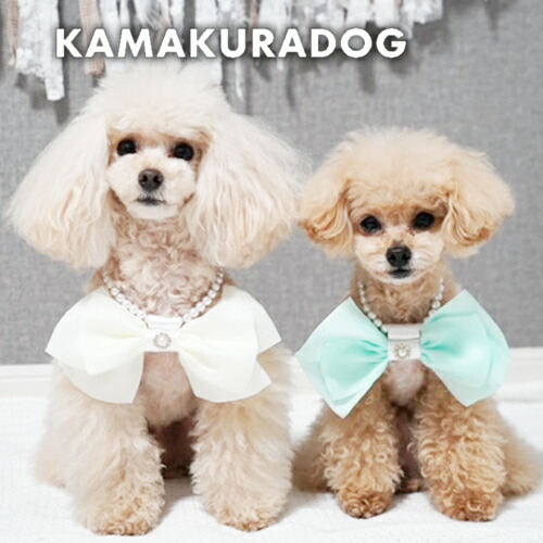 パールリボン♡クリスマス ネックチュール付き 犬服 ハンドメイド