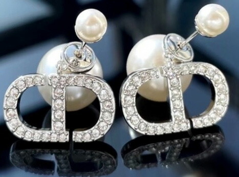 Dior シルバーロゴピアス ポーチ付き Christian Dior Dロゴピアス