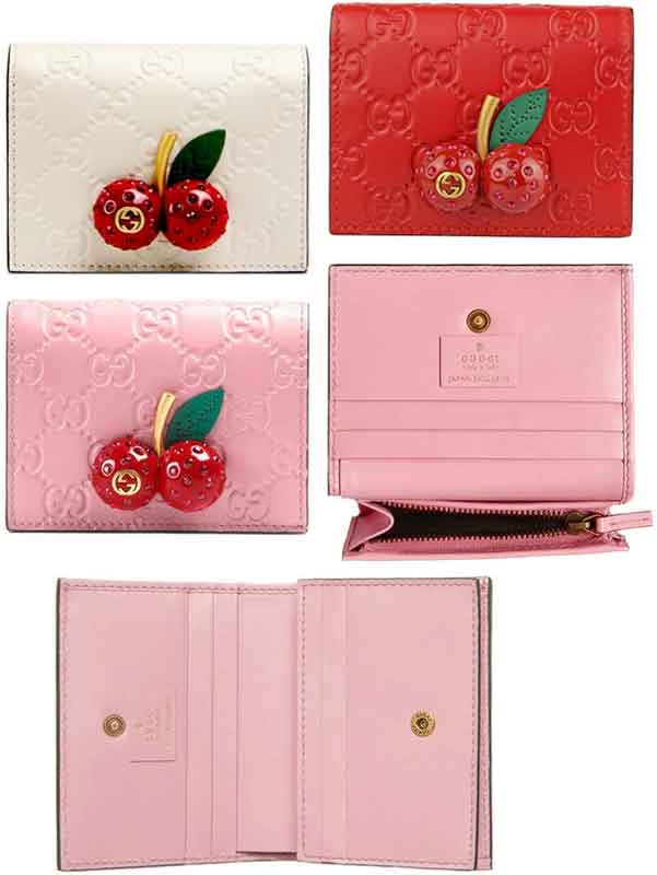GUCCI グッチ 二つ折り財布 さくらんぼ チェリー 赤 付属品あり GUCCI