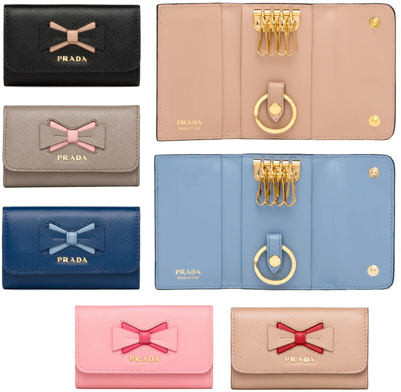 楽天市場】PRADA プラダ キーリング付きツートンリボン 4連キーケース