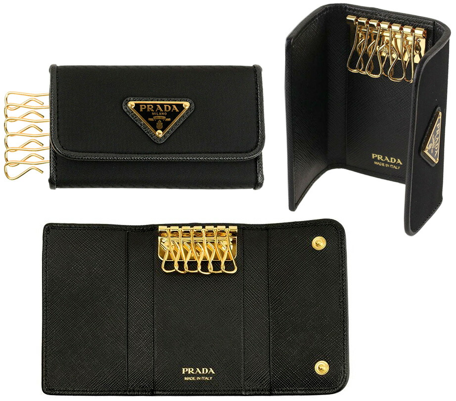 楽天市場】PRADA プラダ 6連キーケース三角ロゴプレート シルバー