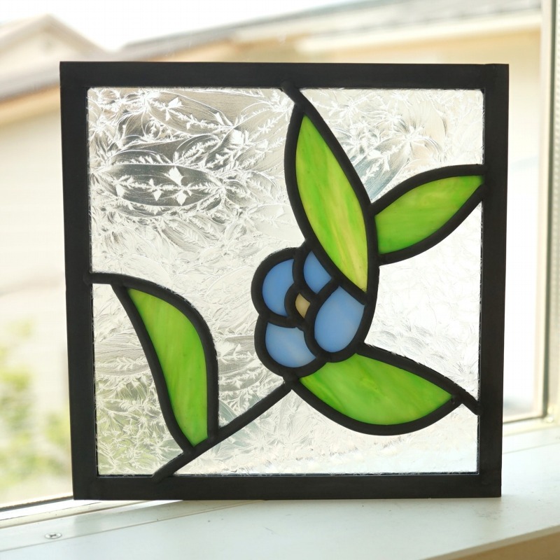 ステンドグラスパネル住宅用 アンテーク調フラワーP(1435) ステンド