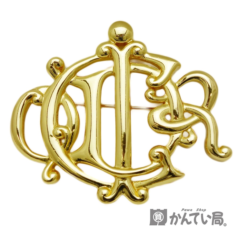 美品【クリスチャンディオール】ブローチ エンブレム archive ゴールド