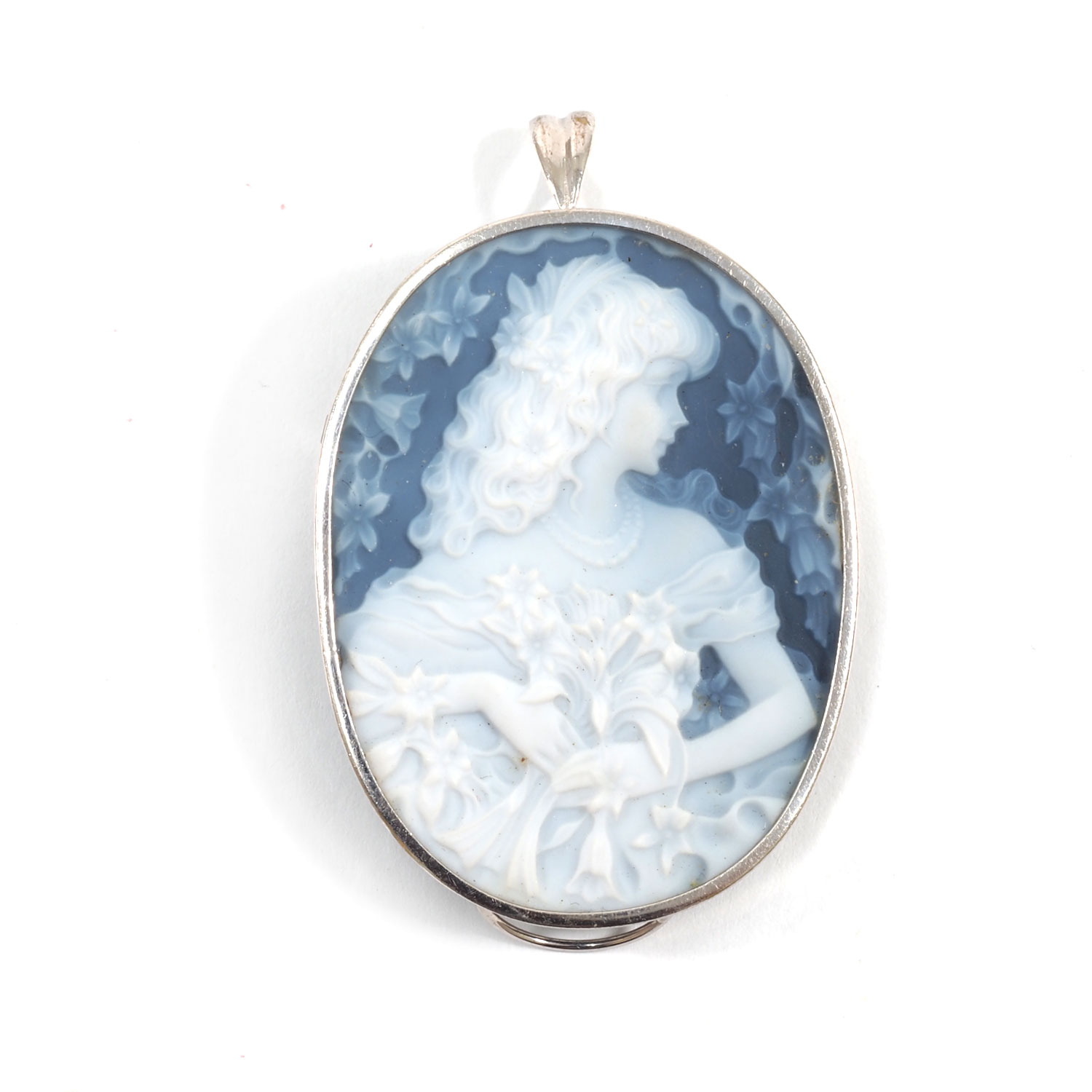 K14 カメオ ブローチ ペンダントトップ 585 ダイヤ 総重量5.39g カメオ