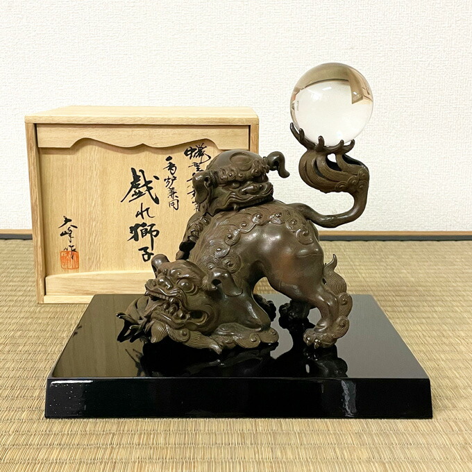 古玩 獅子蓋龍耳香炉 三脚香炉銅器彫刻 香櫨三つ足香炉中国美術朝鮮