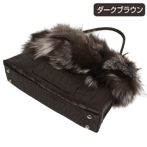 楽天市場】イタリア製 牛革 軽量 ファー付きハンドバッグ 型押し