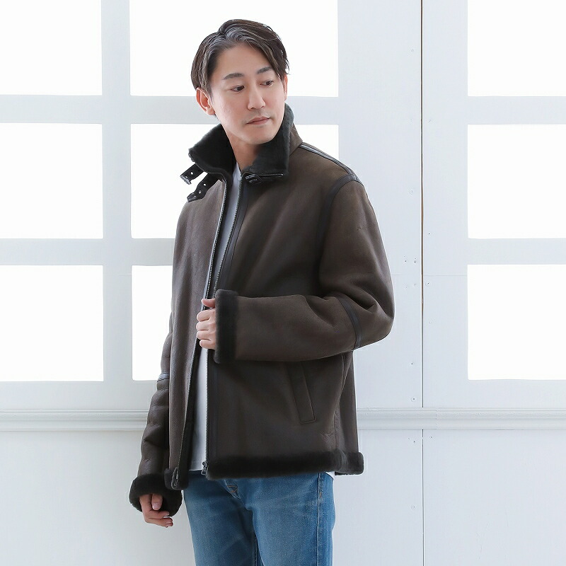 楽天市場】ムートンジャケット メンズ ムートンコート 本革 羊革 B-3