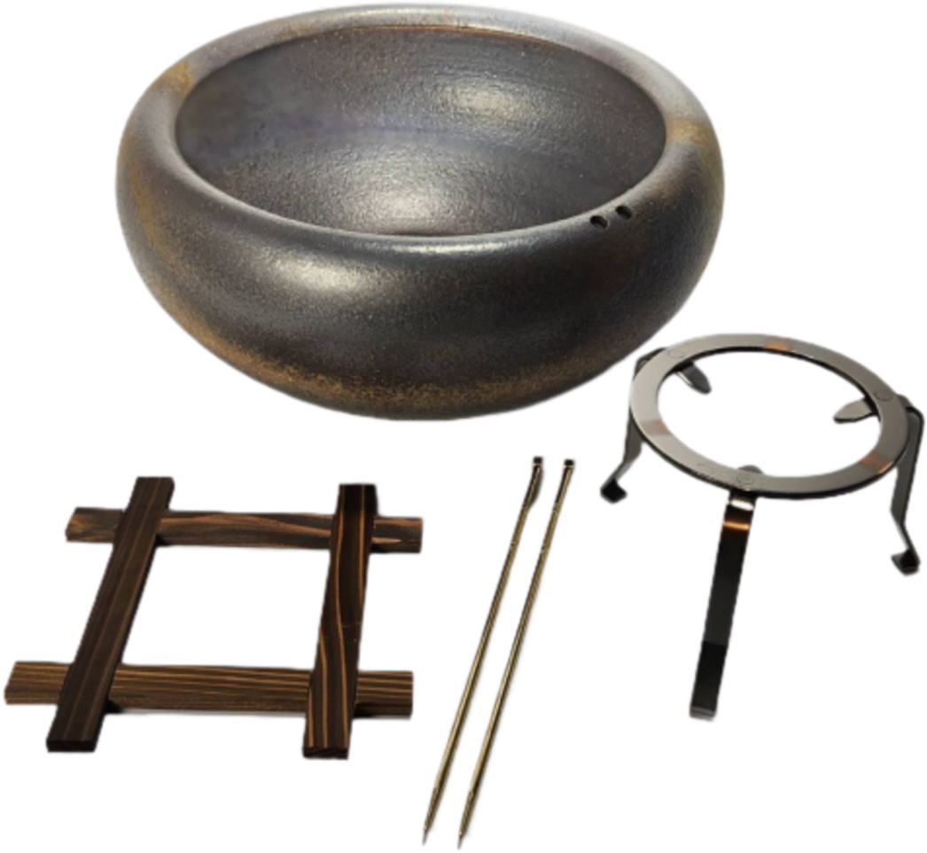 楽天市場】金彩浅型火鉢 11号 4点セット（火箸・五徳・井ゲタ付き
