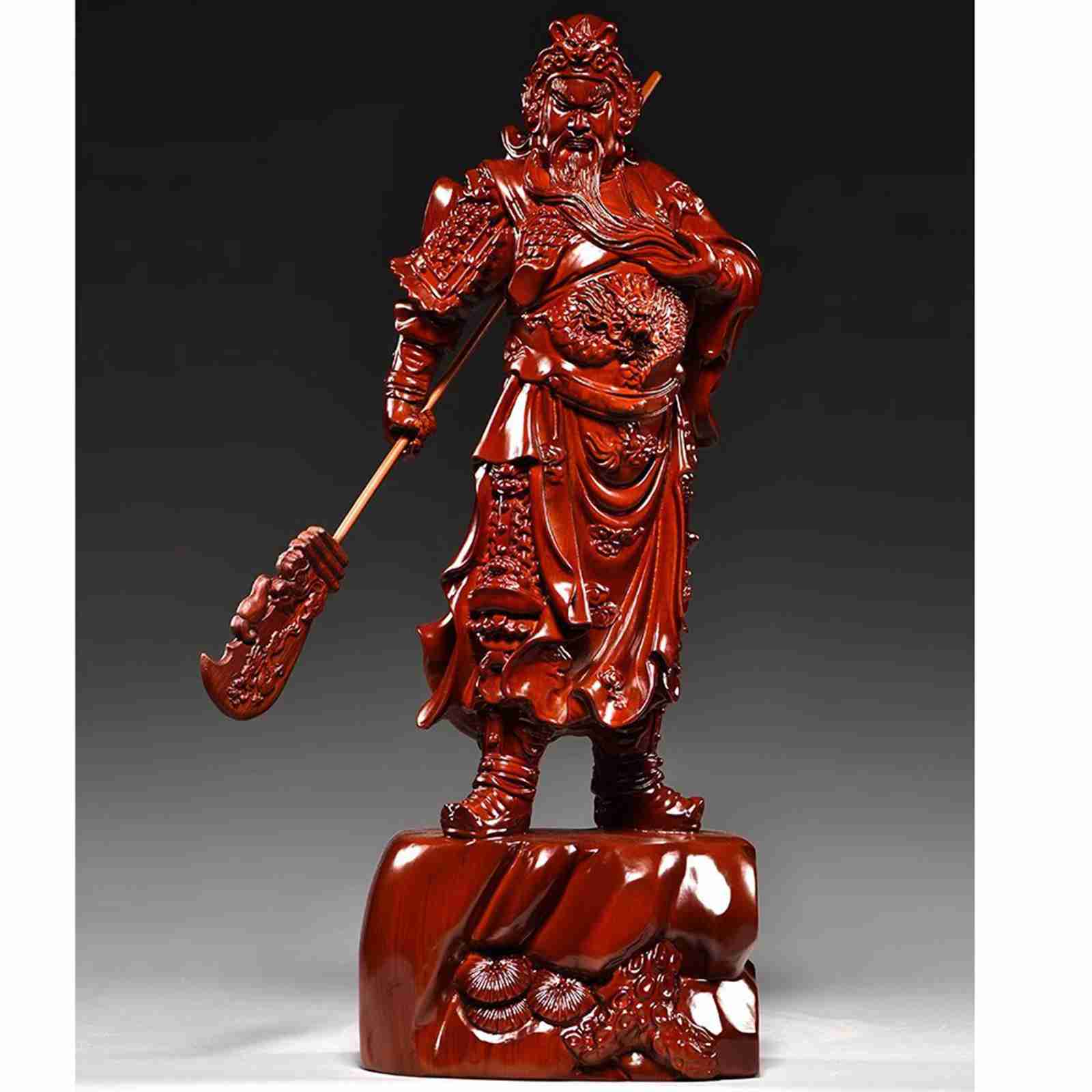 楽天市場】三国志 関羽 オブジェ置物 木像 木製フィギュア 黒檀木 風水