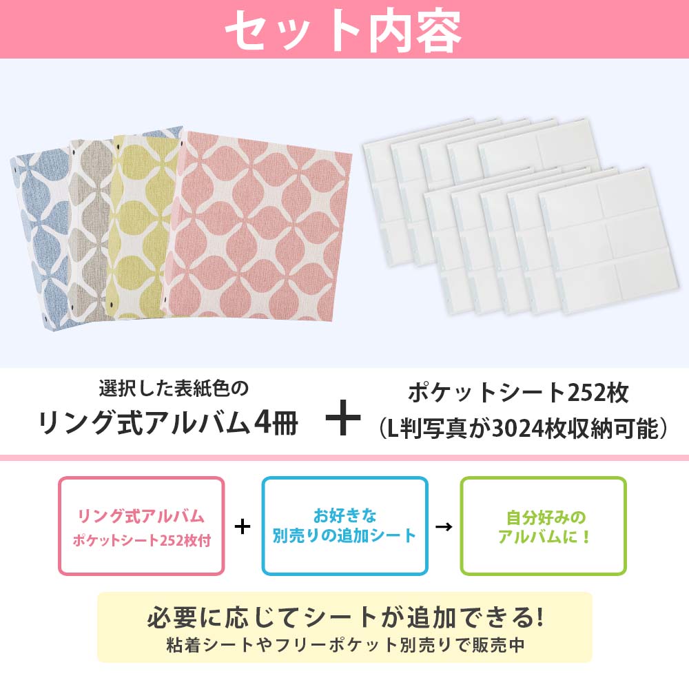 楽天市場】アルバム 写真 大容量【キャロル柄 4冊セット 3000枚収納