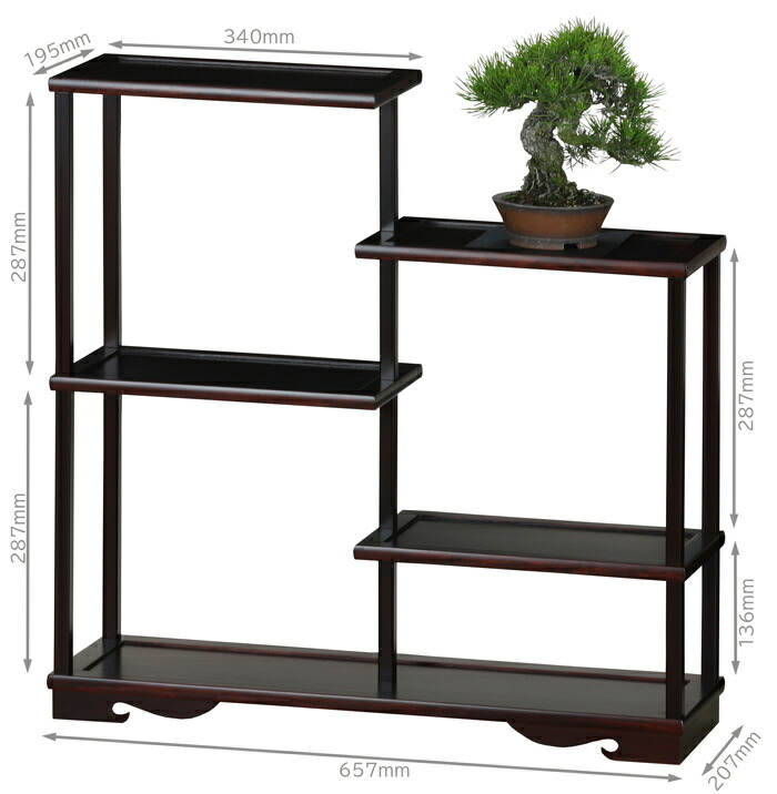 楽天市場】盆栽棚 1号（マホガニ塗）送料無料 花台 香炉台 飾り棚