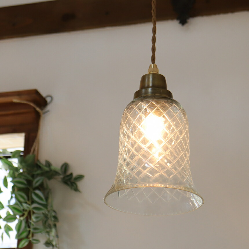 コロニアルスタイル ガラスランプ 天井ライト ガラスペンダントランプ