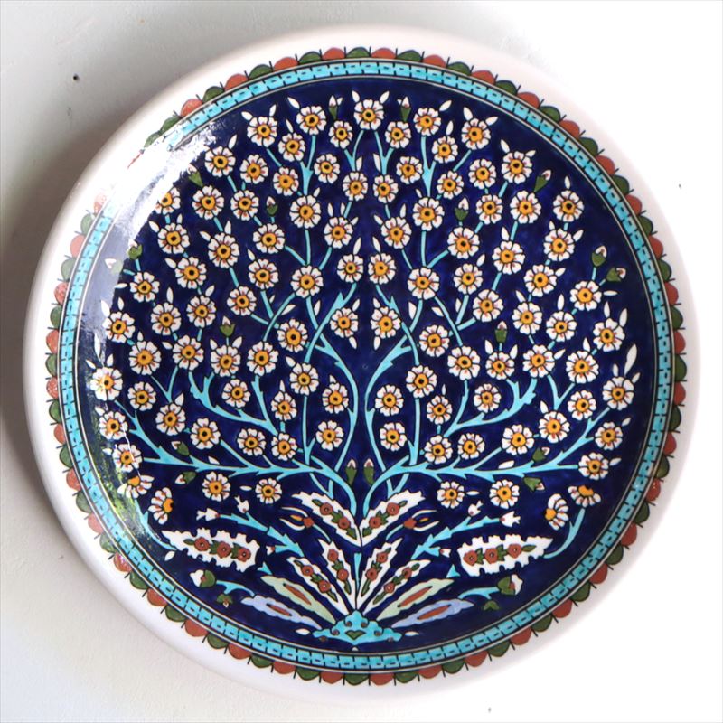ペルシャ陶器骨董青瓷窯花草文様飾皿イスラエル陶器古美術