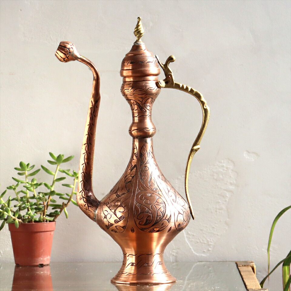 楽天市場】トルコ・銅製の水差し・アンティークブロンズ/高さ36cm