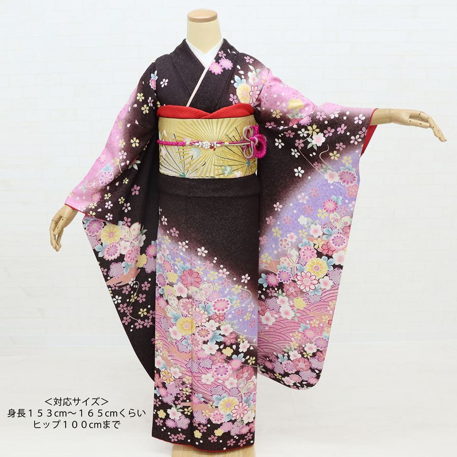 振袖 フルセット 長襦袢、草履、紙飾りセット 成人式 赤ぼかし トール