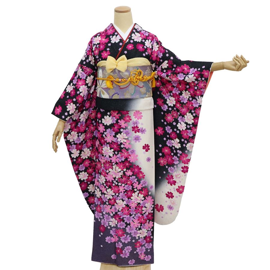 振袖フルセット、正絹振袖成人式、重ね衿帯揚げ帯締め、西陣袋帯、襦袢