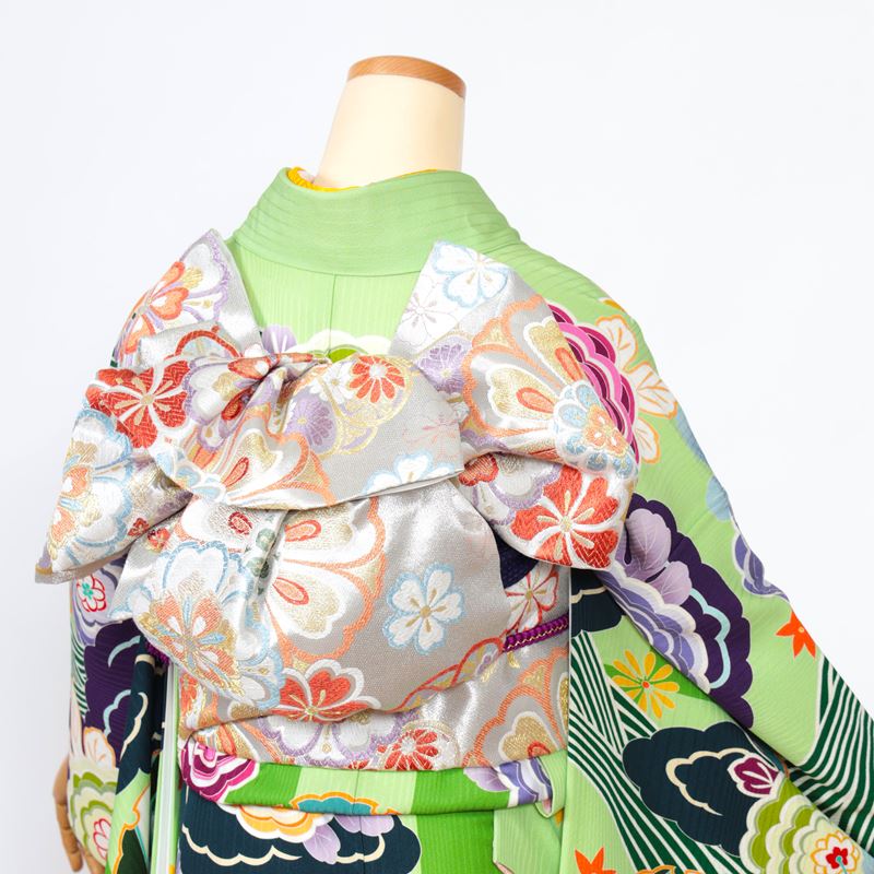 楽天市場】振袖 中古 フルセット 緑 若草色 グリーン 正絹 一式 格安