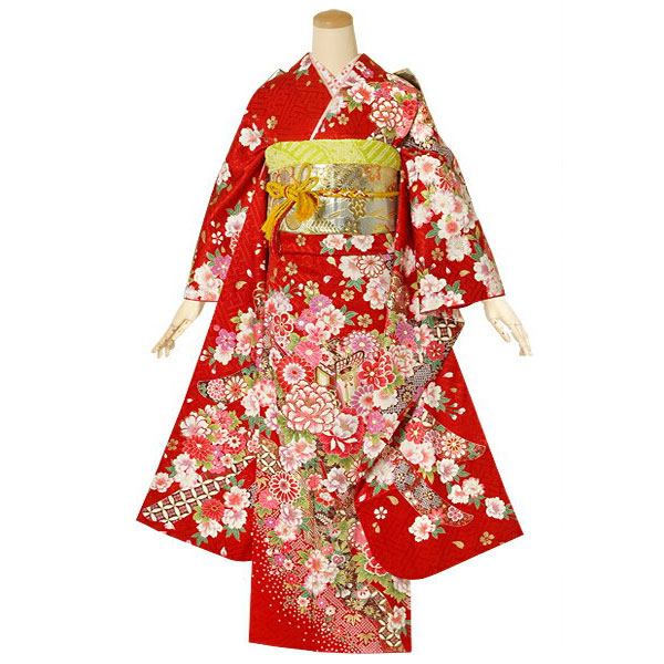 楽天市場】【成人式 振袖 レンタル】RS1413 正絹 赤 熨斗に花桜フル