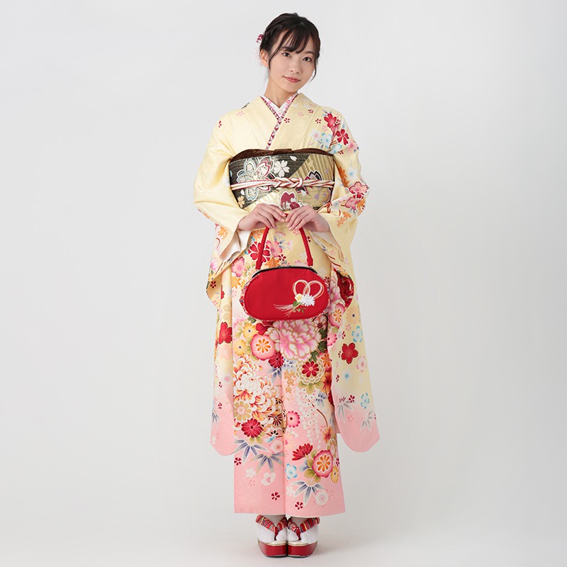 楽天市場】【振袖 レンタル】 結婚式 結納R1557 正絹 黄色 可愛い牡丹