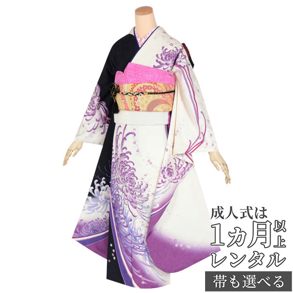 振袖セット 楽天市場】【成人式 振袖 レンタル】RS1563 正絹 白 乱菊