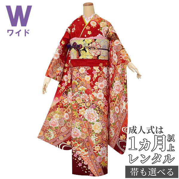楽天市場】【成人式 振袖 レンタル】RS1536 正絹 赤 雲取り流水牡丹