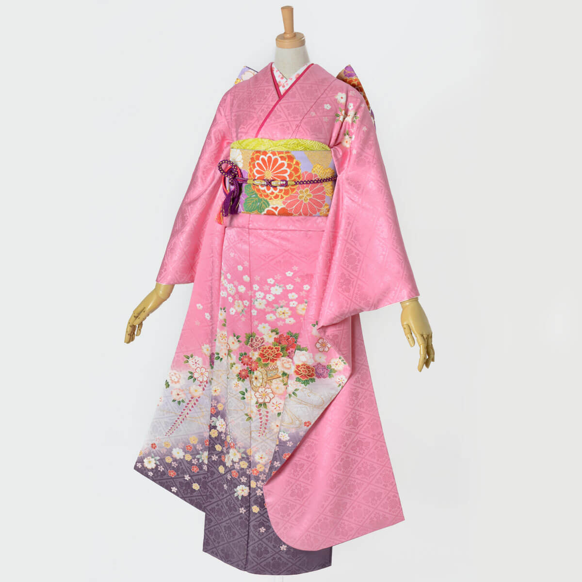 楽天市場】【成人式 振袖 レンタル】RS1909 正絹 ピンク裾藤鼠ぼかし