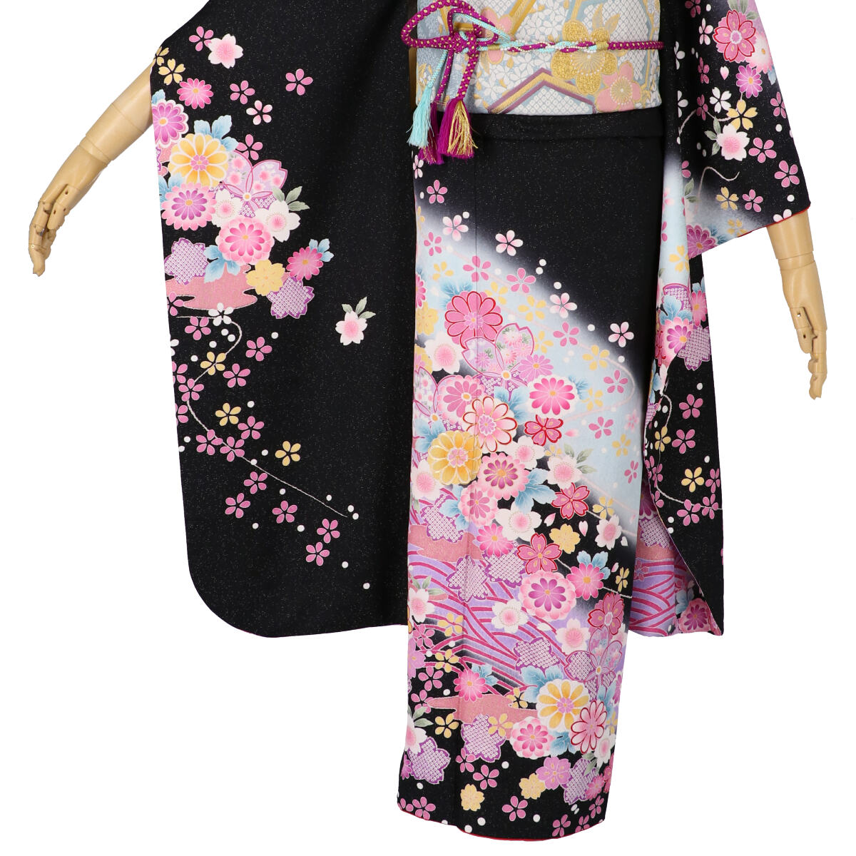 楽天市場】【成人式 振袖 レンタル】RS1901 正絹 黒×藤ぼかし 桜と花々