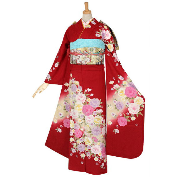 楽天市場】【成人式 振袖 レンタル】RS1073 正絹 赤 桜フルセット 往復