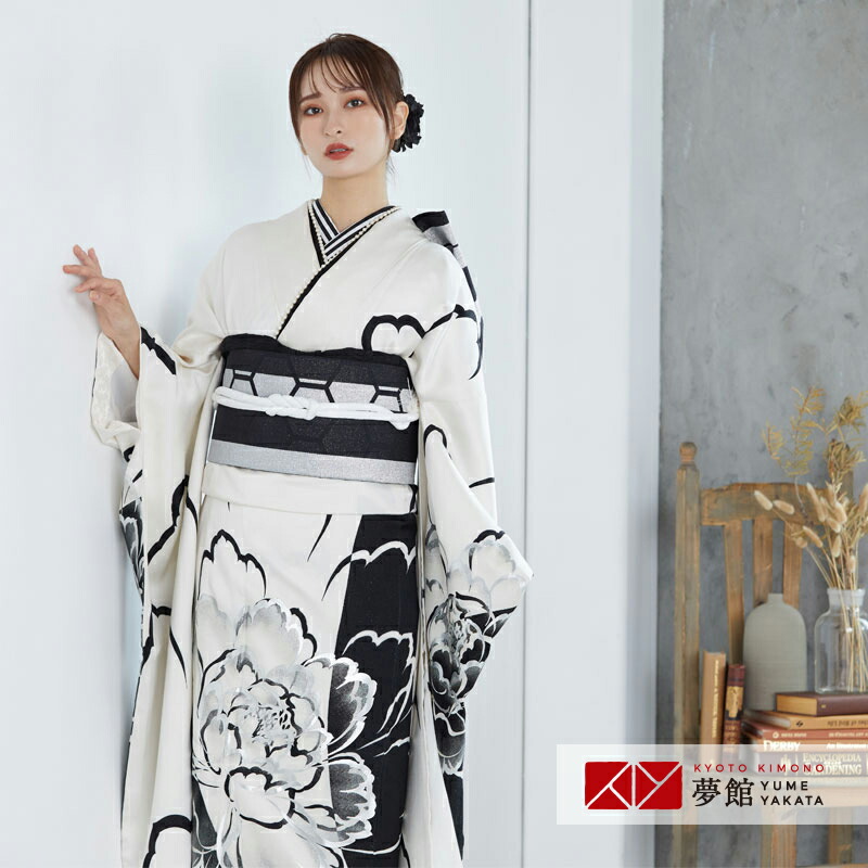 楽天市場】【成人式 振袖 レンタル】RS1018 正絹 白 牡丹フルセット