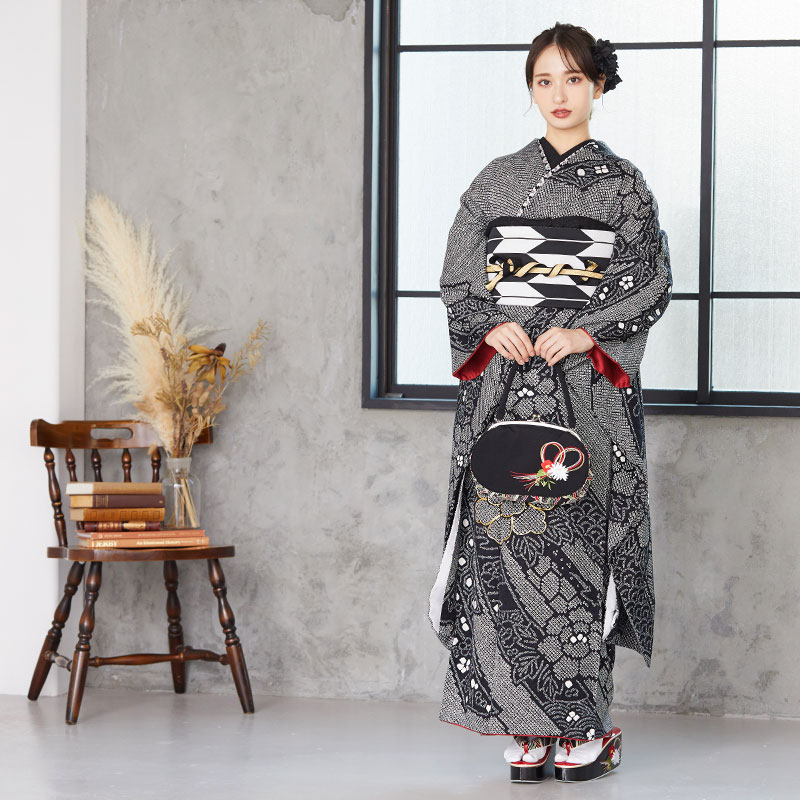 楽天市場】【振袖 レンタル】 結婚式 結納R1196 正絹 黒 絞り 熨斗に