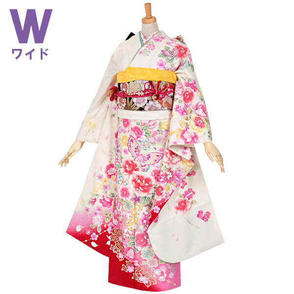 楽天市場】【成人式 振袖 レンタル】RS1109 正絹 白 桜牡丹と蝶フル