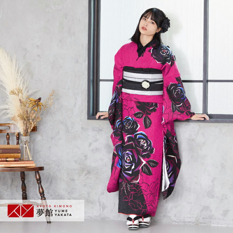 楽天市場】【成人式 振袖 レンタル】RS1140 正絹 ローズピンク 薔薇