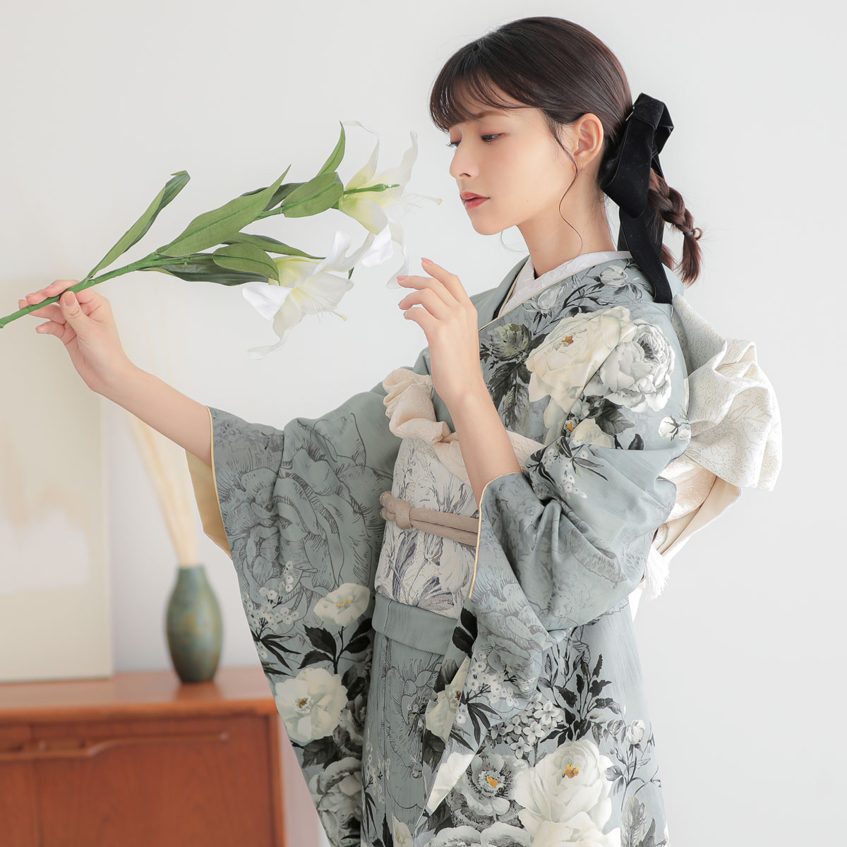 楽天市場】成人式早割クーポン10％オフ【振袖 レンタル】RS2128グレー