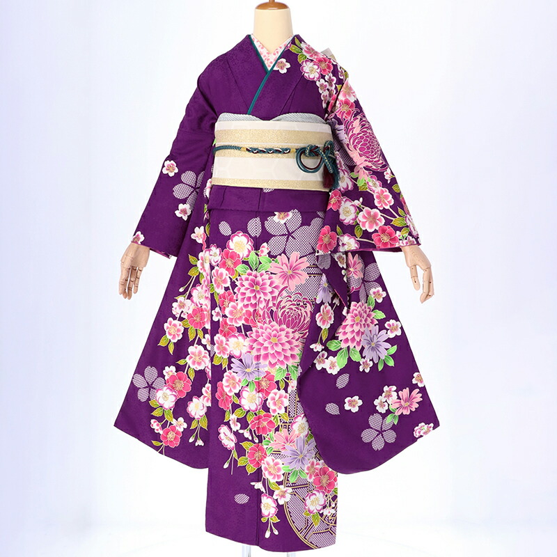 楽天市場】【成人式 振袖 レンタル】RS471紫 絞り柄に菊と小花フル
