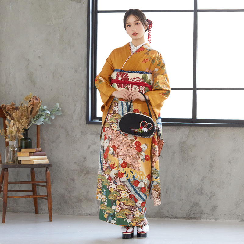 ゆったりサイズ 振り袖 フルセット 長襦袢 金彩 成人式 大きめ 振袖