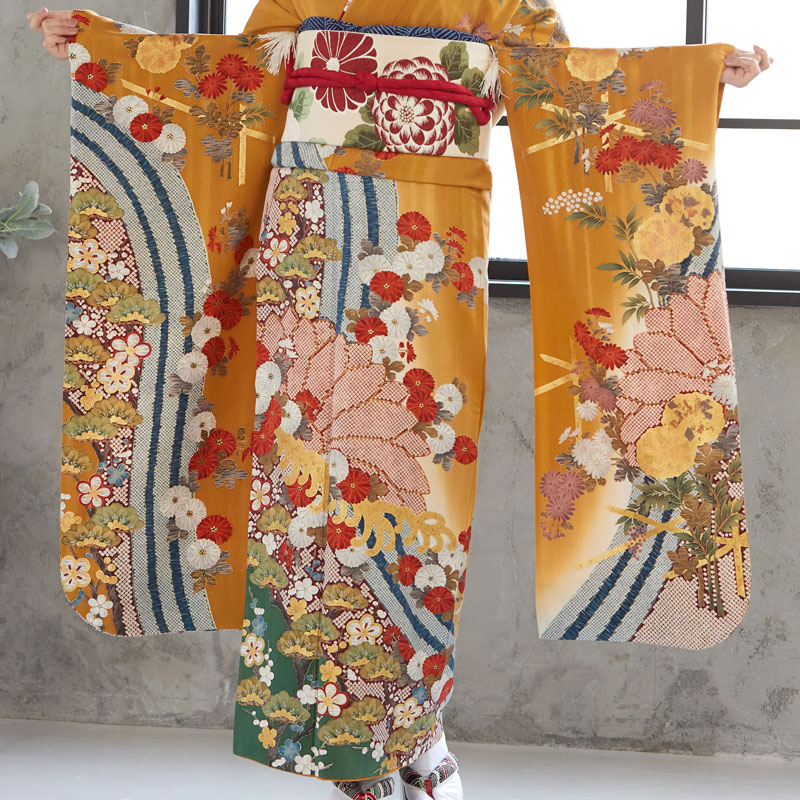 楽天市場】成人式早割クーポン10％オフ【振袖 レンタル】RS792 正絹 金