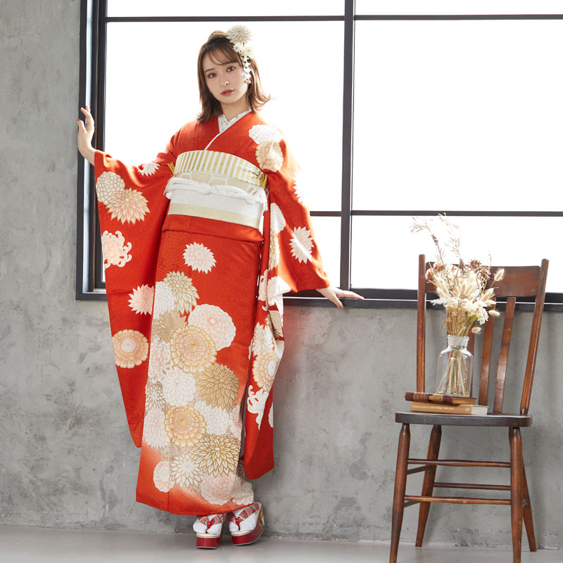 楽天市場】【振袖 レンタル】 結婚式 結納R876 正絹 朱色 絢爛菊華