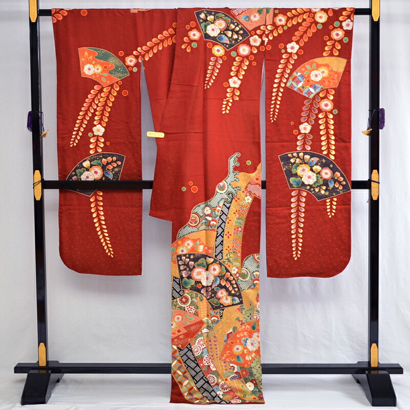 楽天市場】振袖6点セット 辻が花 扇面 几帳文 金通し 絞り 手描き友禅
