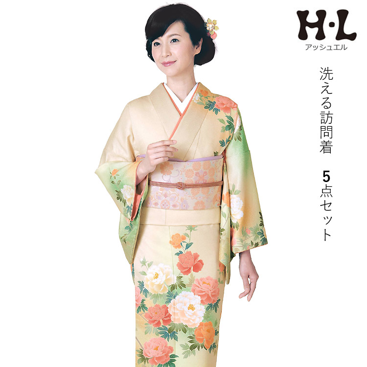 楽天市場】洗える着物 訪問着 セット 渋オレンジぼかし地 5点セット