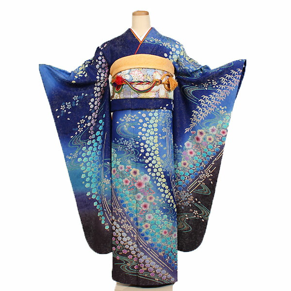 楽天市場】【レンタル】【成人式振袖レンタル 青系・辻が花】正絹 成人