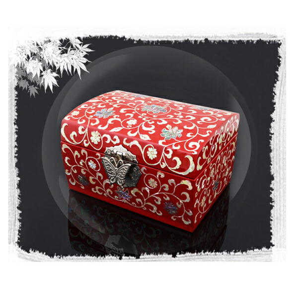中国伝統螺鈿漆器ジュエリーボックス（内側も螺鈿装飾・純手工制作