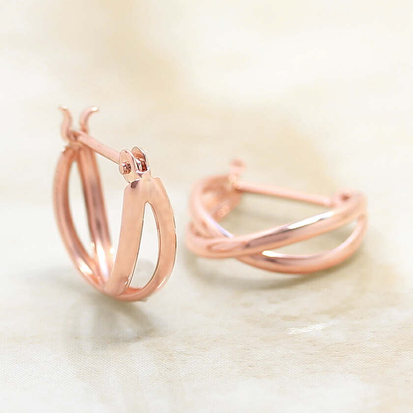 楽天市場】【最短当日出荷】K10ピンクゴールド ダブルフープピアス