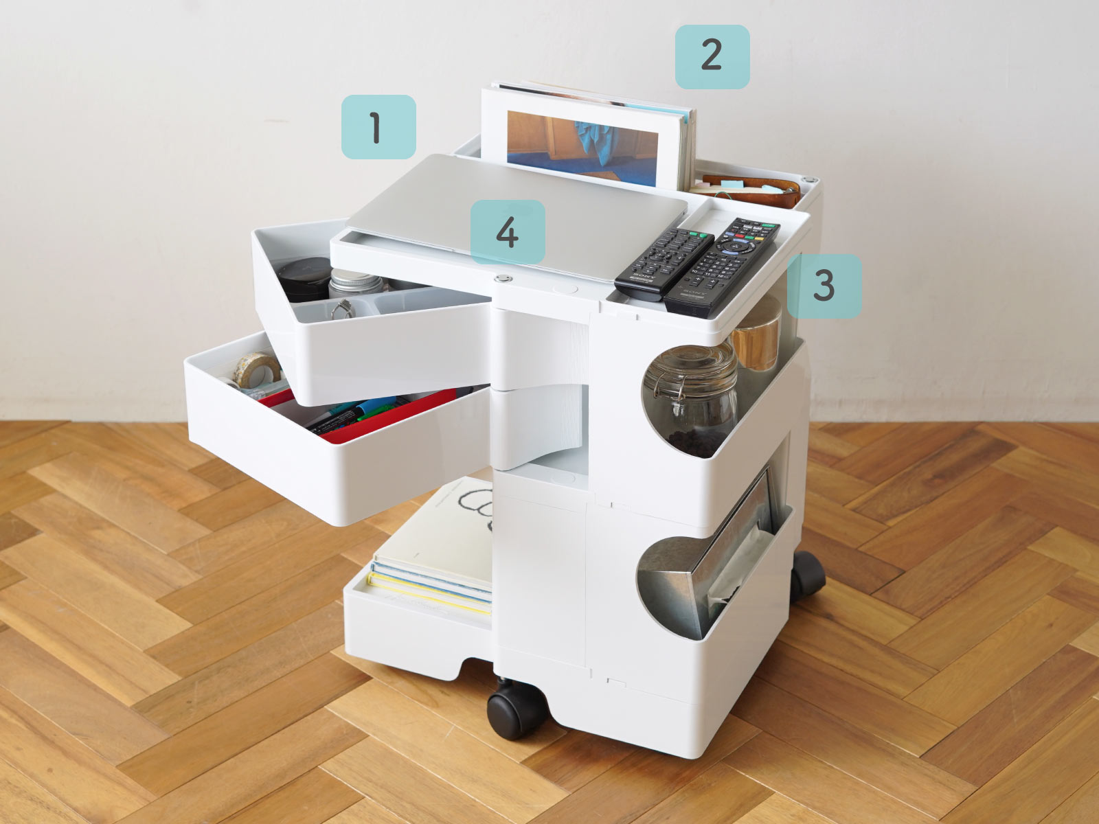 ボビーワゴン BOBY WAGON ショップ 2段2トレー ホワイト ボビーワゴン