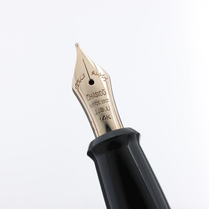 大橋堂 OHASIDO 万年筆 ペン先14K 尻軸ネジ式 エンジ 赤黒 漆塗 桐