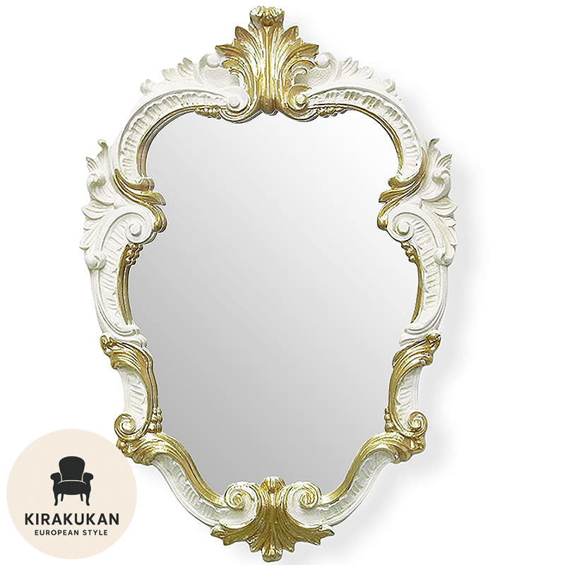 イタリア製 花柄 アンティーク調 レトロ ウォールミラー 壁掛け 鏡